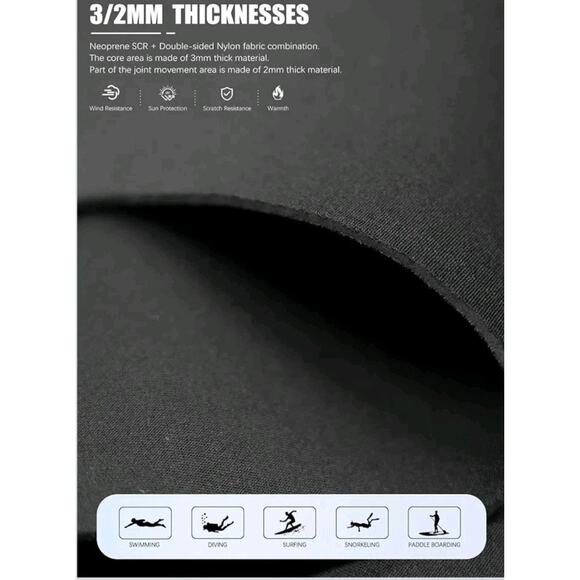 NWT Hevto Men Wetsuits 3/2mm Neoprene Wet Suit Back Front Zip XXL - Picture 9 of 10